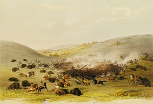 Buffalo Hunt, Surround, n. 1832 tekijältä George Catlin
