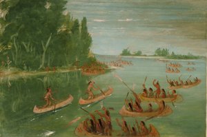 Kanoottikilpailu Sault Ste. Marien lähellä tekijältä George Catlin