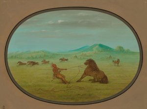 Villihevosten pyydystäminen - Pawnee, 18611869. tekijältä George Catlin