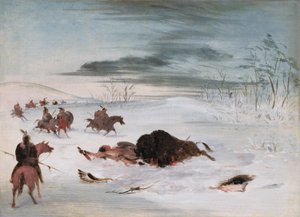 Kuoleva puhvelihärkä lumihangessa tekijältä George Catlin