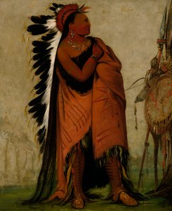 Eé-hee-a-duck-cée-a, Hän, joka sitoi hiuksensa ennen, 1832. tekijältä George Catlin