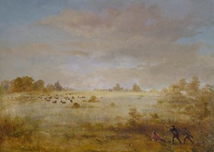 Hirvi laiduntamassa syksyn preerialla, 1846-1848. tekijältä George Catlin