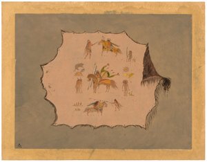 Faksimile Pawnee lääkärin kaapusta upeilla ammattimaisilla malleilla tekijältä George Catlin