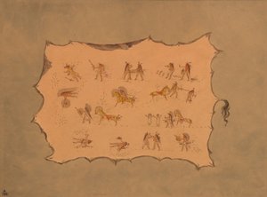 Faksimile Mah-to-toh-pan viittasta - Mandan, 18611869. tekijältä George Catlin