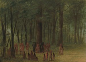 Black Hawkin hautajaiset - Saukie, 18611869. tekijältä George Catlin