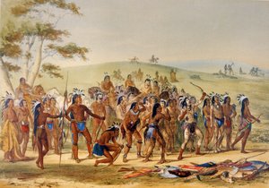 Nuolen peli (väri litho) tekijältä George Catlin