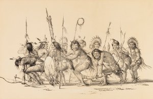 Intiaanit ympyrässä, tanssimassa - ei. 30 tekijältä George Catlin