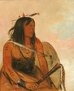 Ish-a-ró-yeh, Hän, joka kantaa sutta, arvostettu urhoollinen. tekijältä George Catlin