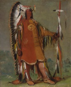 Máh-to-tóh-pa, Neljä karhua, toinen päällikkö, täydessä asussaan. tekijältä George Catlin