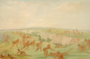 Mandan hyökkää Arikaran puoluetta vastaan, 1832-1833. tekijältä George Catlin