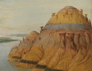 Maalauksellinen Clay Bluff, 1700 mailia St. Louisin yläpuolella tekijältä George Catlin