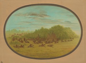 Sham Fight of the Camanchees, 18611869. tekijältä George Catlin