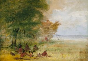 Sioux-intiaanien neuvosto, päälliköt syvällisessä neuvottelussa tekijältä George Catlin