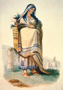 Sioux äiti vauvan kanssa kehtolaudassa (väri litho) tekijältä George Catlin