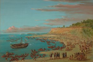 Griffin saapumassa Mackinawin satamaan. 27. elokuuta 1679, 18471848. tekijältä George Catlin