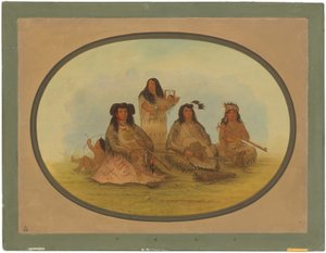 Sioux-päällikkö useiden intiaanien kanssa tekijältä George Catlin