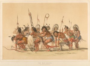 Sotatanssi, portfoliosta "Pohjois-Amerikan intiaani" tekijältä George Catlin