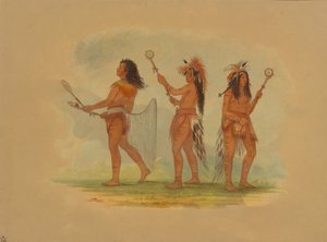 Kolme juhlittua pallonpelaajaa - Choctaw, Sioux ja Ojibbeway, 1861. tekijältä George Catlin