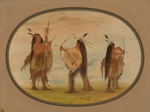 Kolme sotaa varten aseistautunutta mandanisoturia, 18611869. tekijältä George Catlin