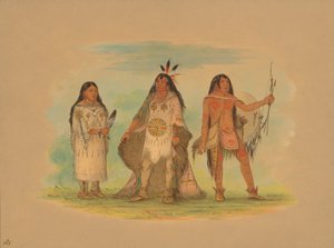 Kolme minatari-intiaania, 1861. tekijältä George Catlin