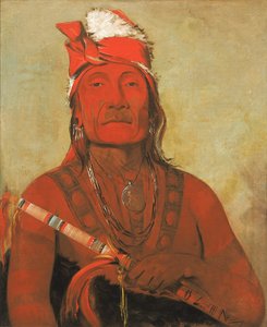 Toh-kí-e-to, kivi, jolla on sarvet, päällikkö tekijältä George Catlin