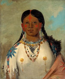 Tís-se-wóo-na-tís, Hän, joka pesee polviaan, päällikön vaimo, 1832. tekijältä George Catlin