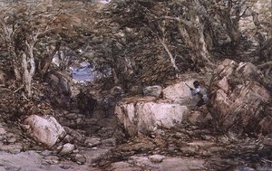 Forest Glen matkustajien kanssa lähestymässä väijytystä tekijältä George Cattermole