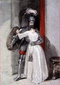 Lady and Knight (akvarelli) tekijältä George Cattermole