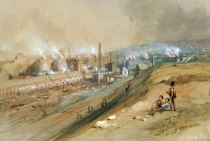 Dowlais Ironworks (vesiväri paperille) tekijältä George Childs