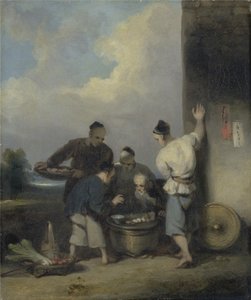 Coolies Round the Food myyjän kioskissa, vuoden 1825 jälkeen (öljy kankaalle)