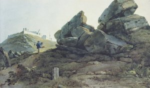 Rocks and a Hill Convent, Kiina tekijältä George Chinnery