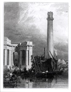 Shot Tower ja Waterloon silta, kaiverrus G. Cooke tekijältä George Clarkson (after) Stanfield
