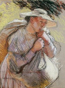 Talonpojan nainen (pastelli paperille) tekijältä George Clausen