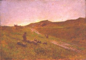 Ilta nummilla (öljy kankaalle) tekijältä George Clausen
