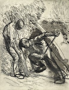 Propping the Rick, n. 1900 (kynä, kynä ja muste paperille) tekijältä George Clausen