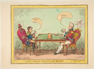 A Game of Cribbage tai Boneys Last Shuffle, 6. kesäkuuta 1814. tekijältä George Cruikshank