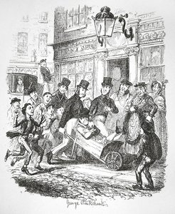 Taskuvaras pidätettynä, n. 1835 (kaiverrus) tekijältä George Cruikshank