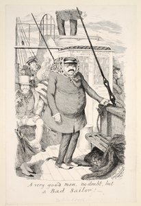 Epäilemättä erittäin hyvä mies, mutta huono merimies!, pubi. 1845 tekijältä George Cruikshank