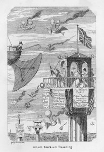 Air-um, Scare-um Traveling - eli lentämisen tulevaisuuden ennakointi vuonna 1843 tekijältä George Cruikshank