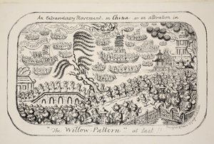 Poikkeuksellinen liike Kiinassa - tai - muutos The Willow Patternissa vihdoinkin!!, pub. 1853 tekijältä George Cruikshank