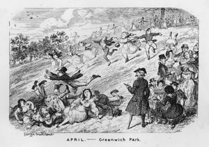 huhtikuu, Greenwich Park, Lontoo (kaiverrus) tekijältä George Cruikshank