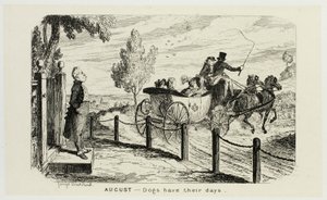 Elokuu - Koirilla on päivänsä George Cruikshankin teräsveistoksista The Comic Almanacksiin: 1835-1853 tekijältä George Cruikshank