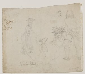 Hahmotutkimukset (kynä, kynä ja muste paperille) tekijältä George Cruikshank