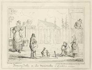 Tanssivat nuket tai Les Marionettes a Londres tekijältä George Cruikshank