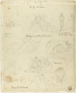 Varhaiset luonnokset Falstaffia ja juhannusyön unelmaa varten. tekijältä George Cruikshank