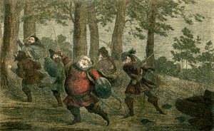 Falstaff hikoilee kuoliaaksi ja imee laihaa maata kävellessään tekijältä George Cruikshank