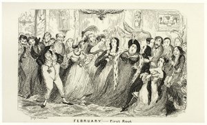 Helmikuu - George Cruikshankin teräsveistosten ensimmäinen reitti The Comic Almanacks -julkaisuun: 1835-1853 tekijältä George Cruikshank