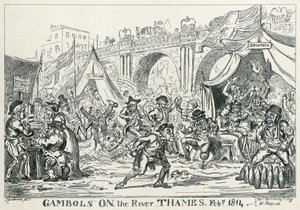 "Gambols on the Thames, helmikuu 1814", 1814 tekijältä George Cruikshank