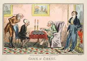 Game of Chess, pubi Thomas McLean, 1835 (käsinvärinen kaiverrus) tekijältä George Cruikshank