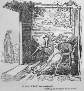 Hän haisi - Oi Herra! Kuinka hän haisi!, c1820. tekijältä George Cruikshank